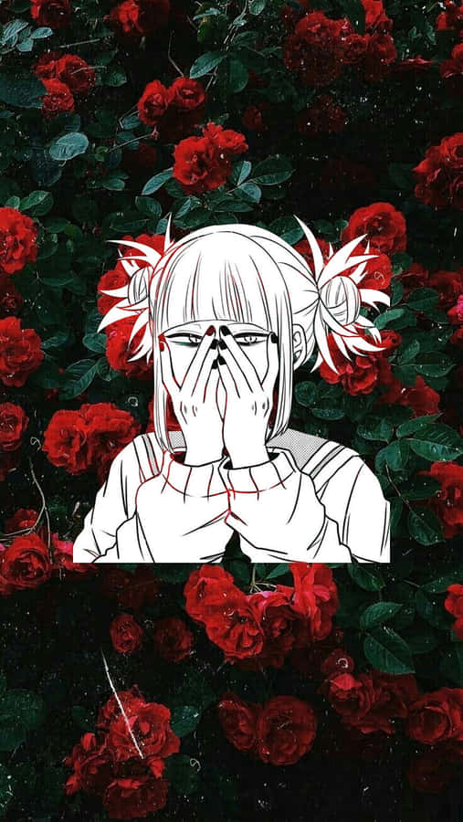 A Girl With Red Roses In The Background Wallpaper
