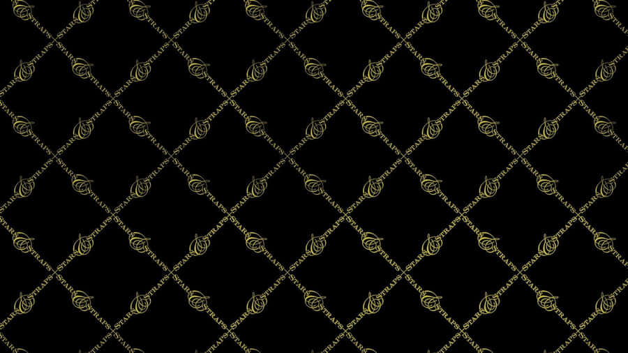 A Gold And Black Pattern With A Floral Pattern Wallpaper