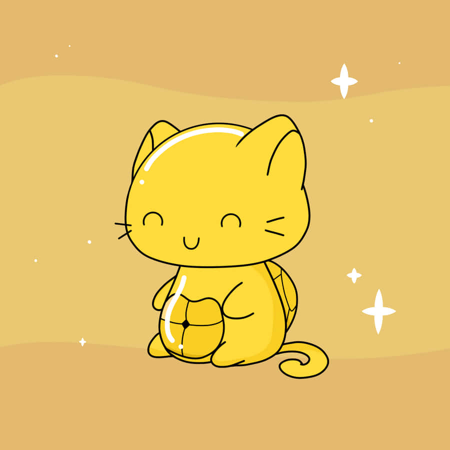 A Golden Cartoon Cute Cat Set As A Profile Picture. Wallpaper