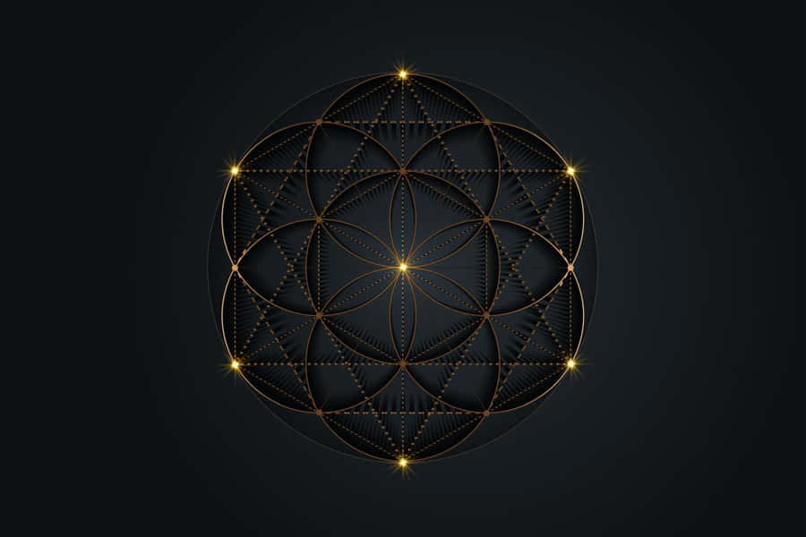 A Golden Flower Of Life On A Black Background Wallpaper