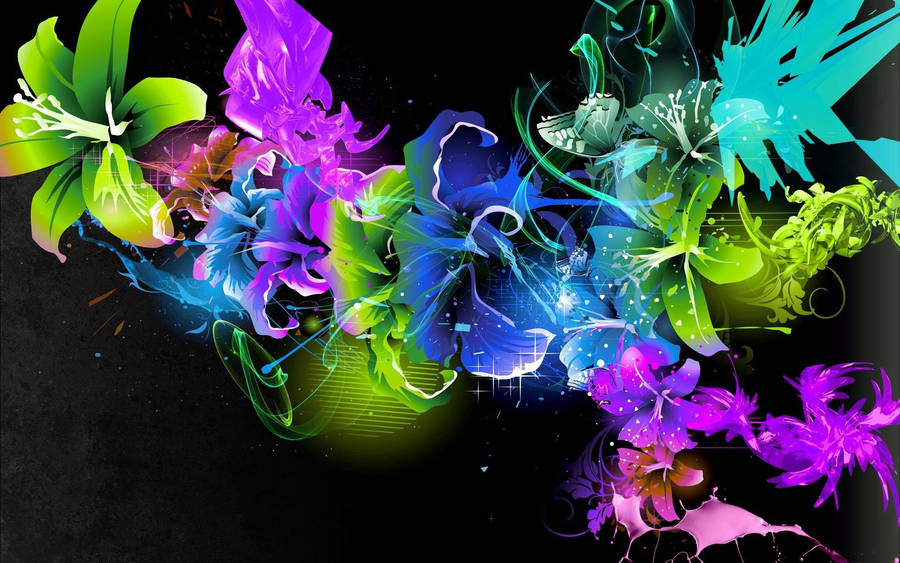 A Gorgeous Sparkly Flower Illuminated By A Splash Of Bright Colors. Wallpaper