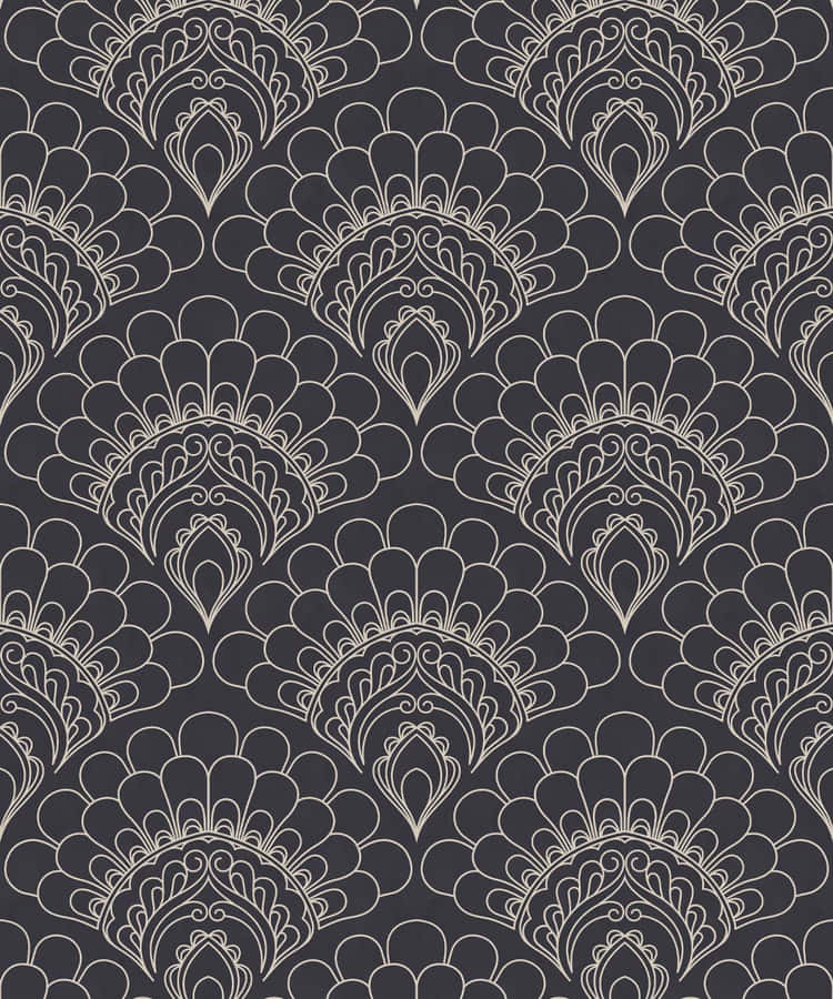 A Gray And White Pattern With A Floral Design Wallpaper