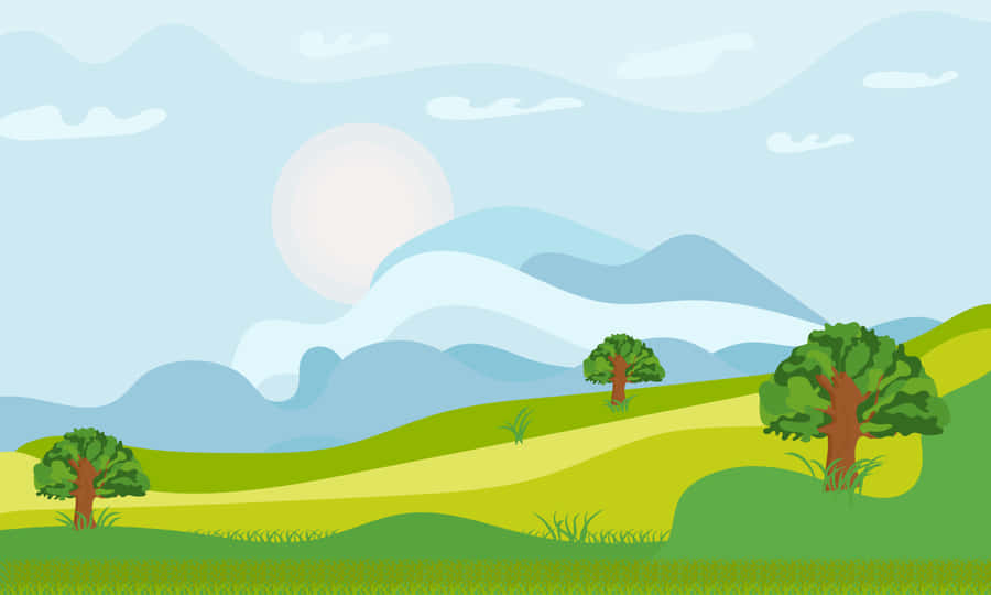 A Green Hill With Trees Wallpaper
