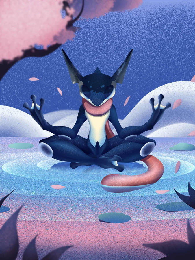 A Greninja Meditating In A Peaceful Setting Wallpaper
