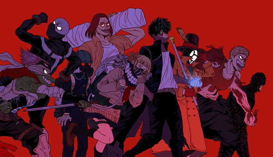 A Group Of Anime Characters Standing Together Wallpaper