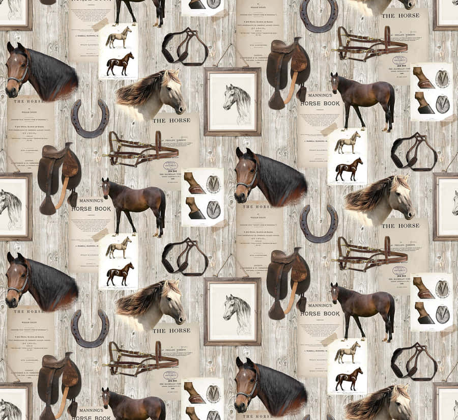 A Horse And Horseshoe Pattern Wallpaper