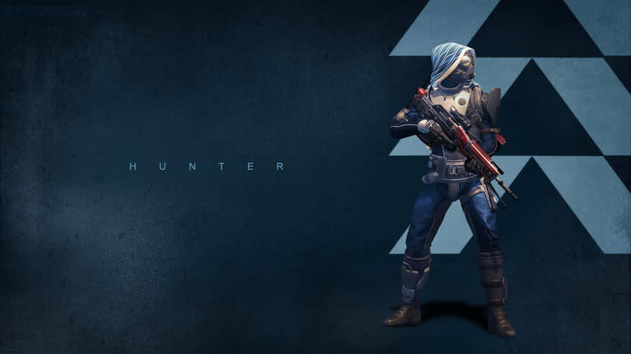 A Hunter With A Gun In Front Of A Dark Background Wallpaper
