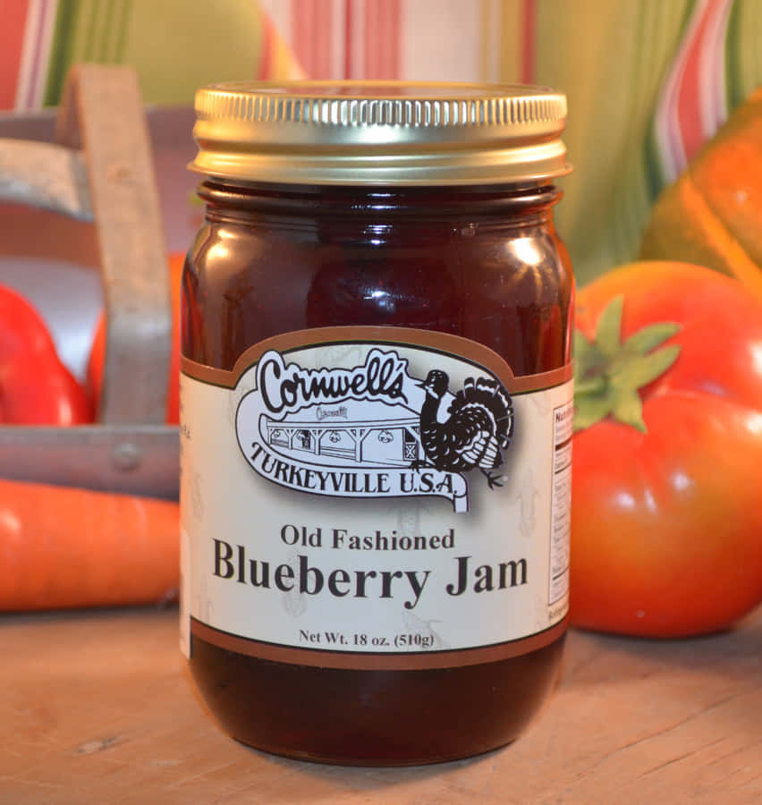 A Jar Of Homemade Blueberry Jam Freshly Made With Love Wallpaper