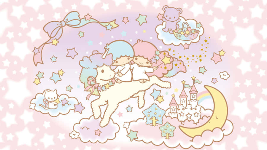 A Kawaii Art Illustration Depicting Adorable, Whimsical Creatures In A Colorful World Wallpaper