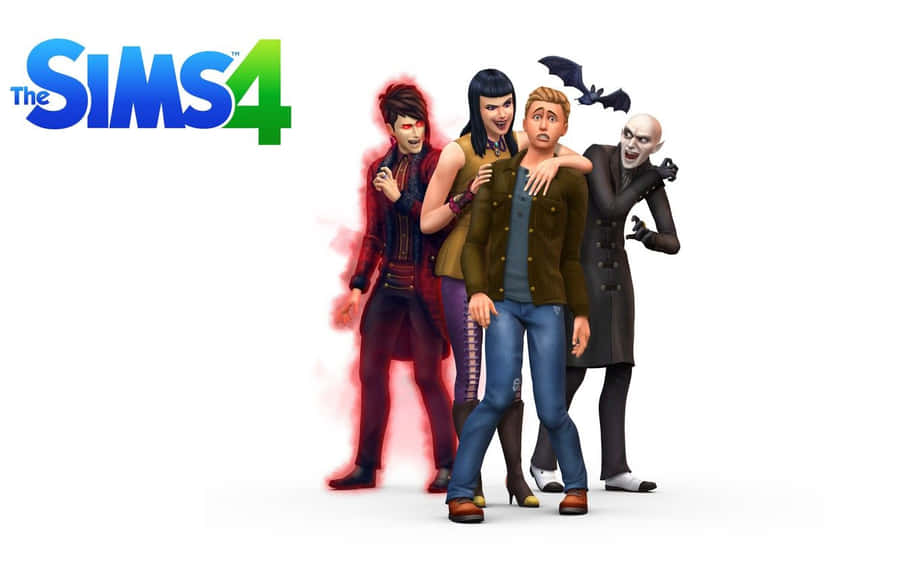 A Lively Sims 4 Family Enjoying Their Stylish Home Wallpaper