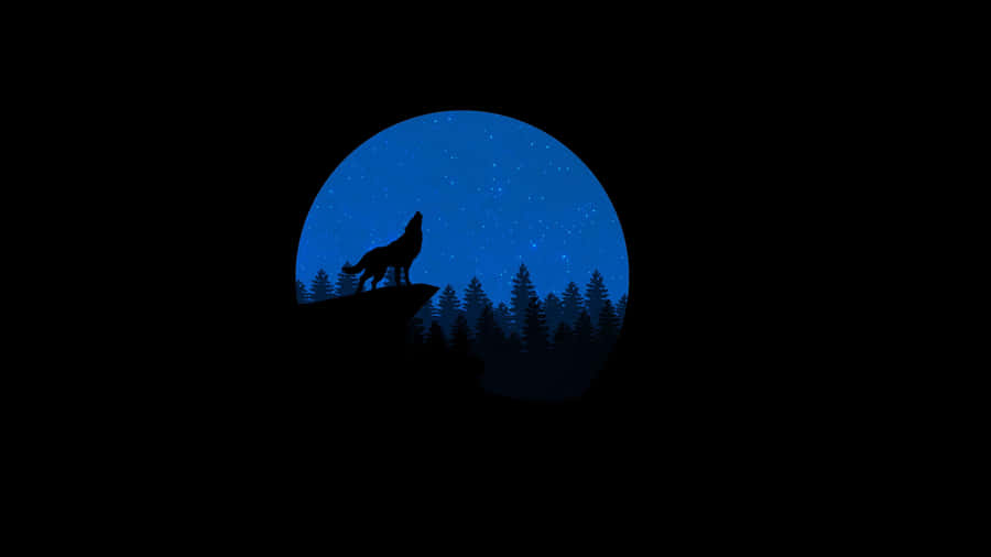 A Lone Wolf In The Moonlight Wallpaper