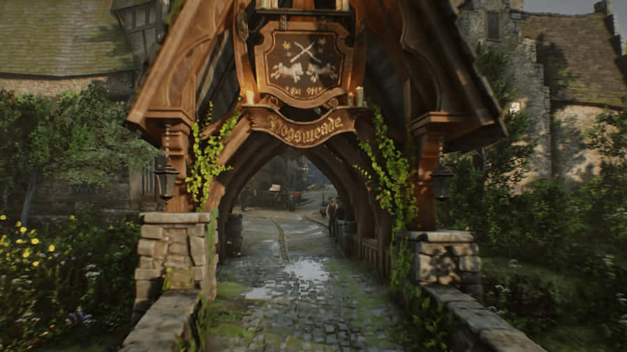 A Magical Evening In Hogsmeade Village Wallpaper