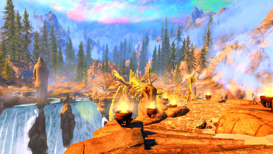 A Magical Journey Through Sovngarde's Captivating Landscapes Wallpaper