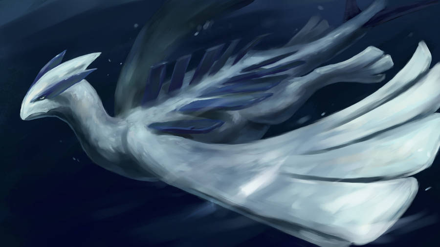 A Majestic Lugia Soaring In The Sky Above The Sea Wallpaper