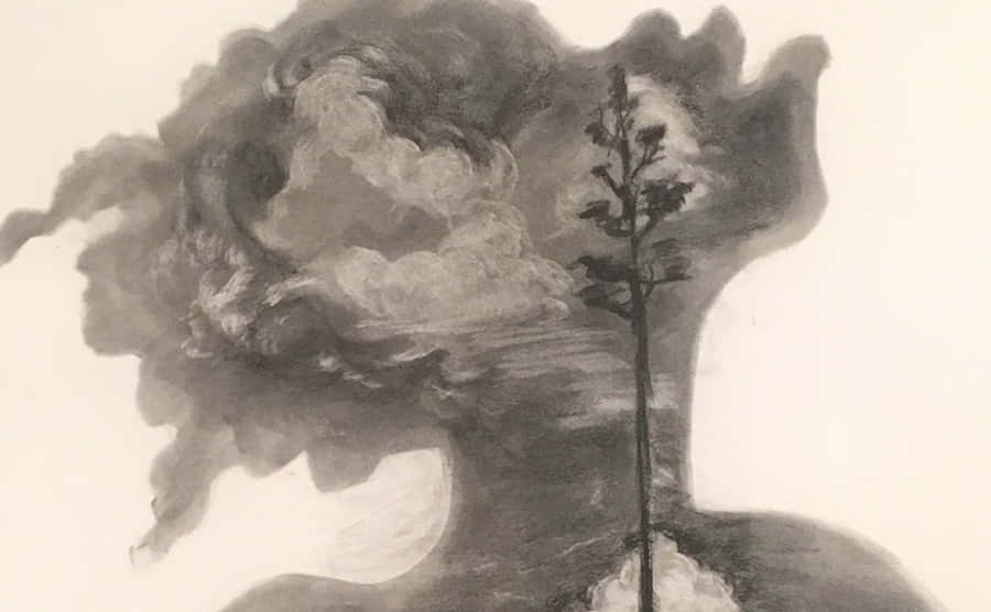 A Marvelous Charcoal Drawing Of A Serene Landscape Wallpaper