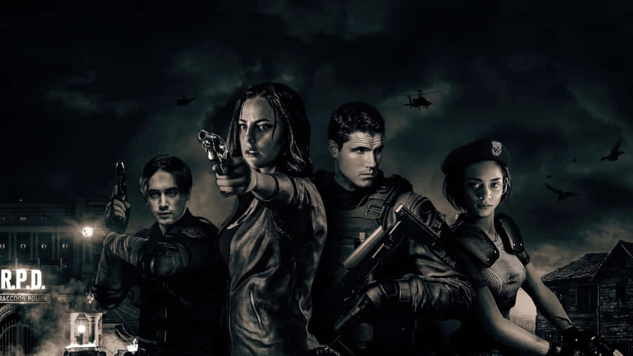 A Memorable Moment Featuring Iconic Resident Evil Characters Wallpaper