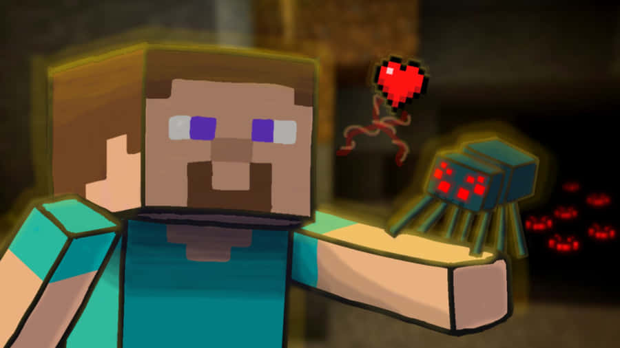 A Menacing Minecraft Spider In Its Natural Habitat Wallpaper