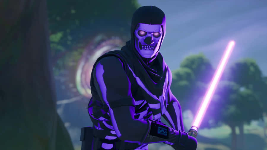 A Menacing Purple Skull Trooper, Ready To Take On The World. Wallpaper