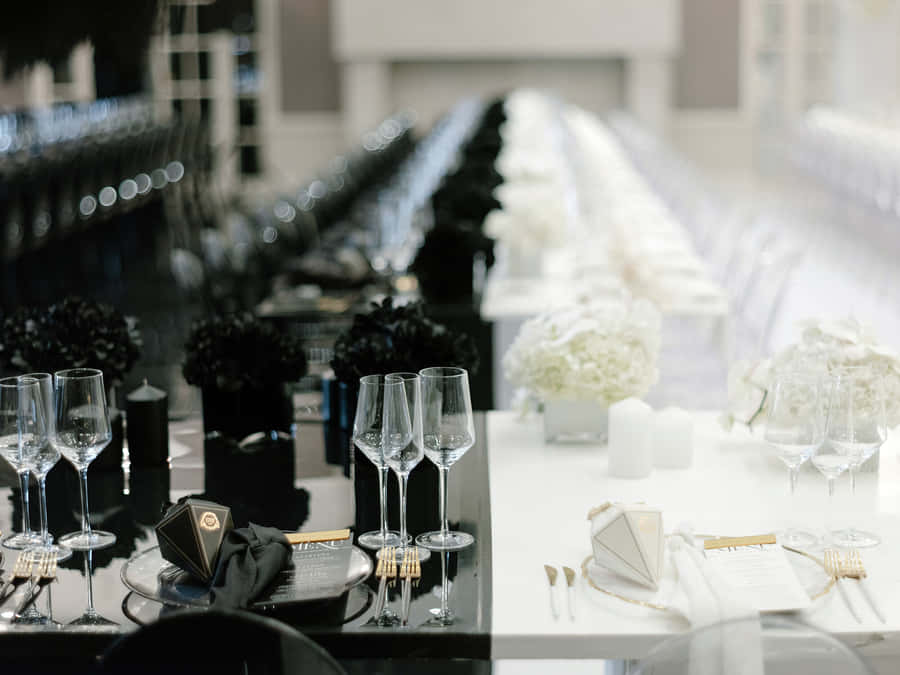 A Mesmerizing Black And White Wedding Moment Captured In Time Wallpaper