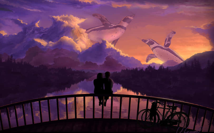 A Mesmerizing Sunset Painting Wallpaper