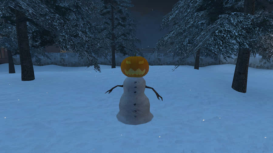 A Mighty Snow Golem Guarding Its Minecraft Territory Wallpaper