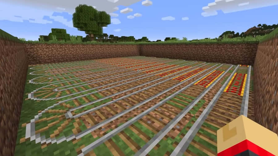 A Minecraft Farmer Tending To His Bountiful Crops Wallpaper