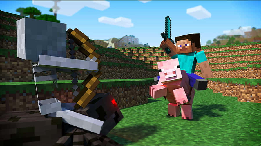A Minecraft Pig Enjoying A Sunny Day Wallpaper