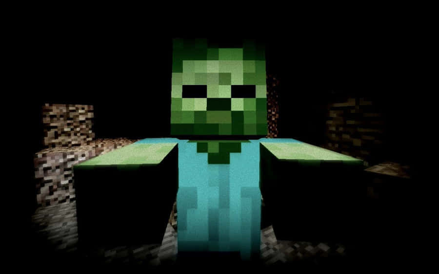 A Minecraft Zombie Roaming The Landscape Wallpaper
