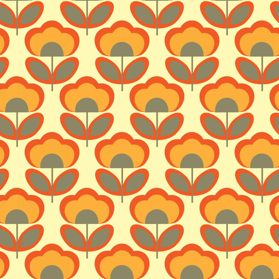 A Pattern Of Orange And Grey Flowers Wallpaper
