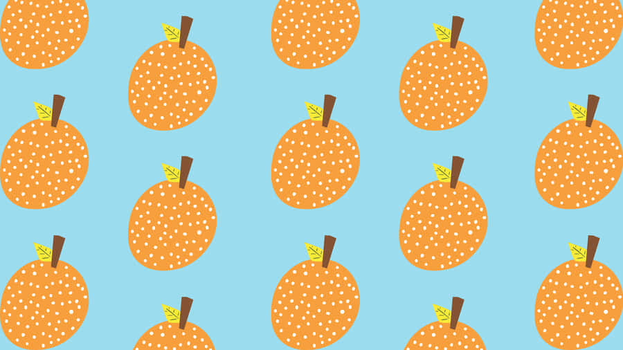 A Pattern Of Orange Fruit On A Blue Background Wallpaper