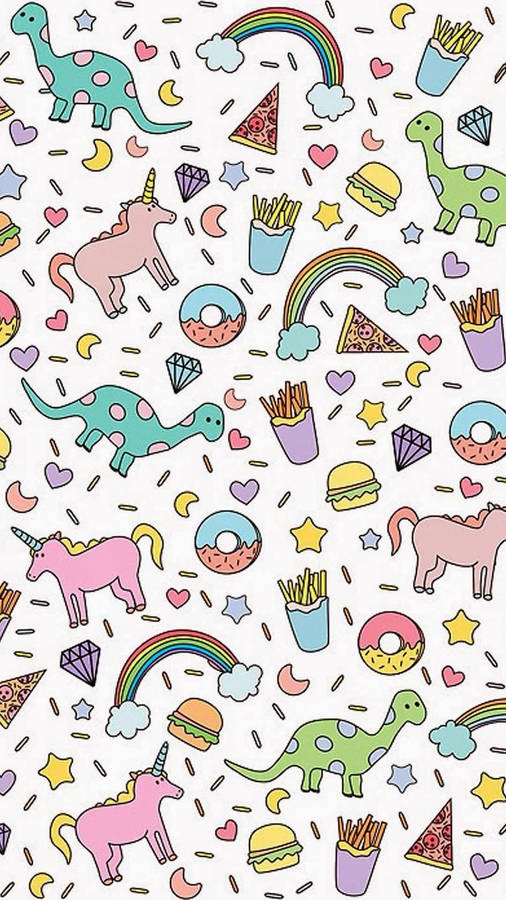 A Pattern With A Lot Of Different Food Items Wallpaper