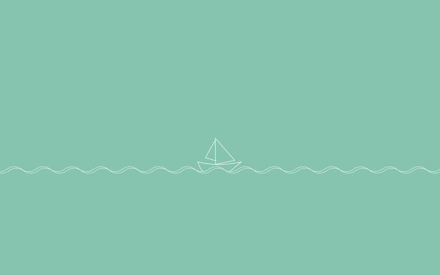 A Peaceful Ocean Scene With A Solitary Boat Wallpaper