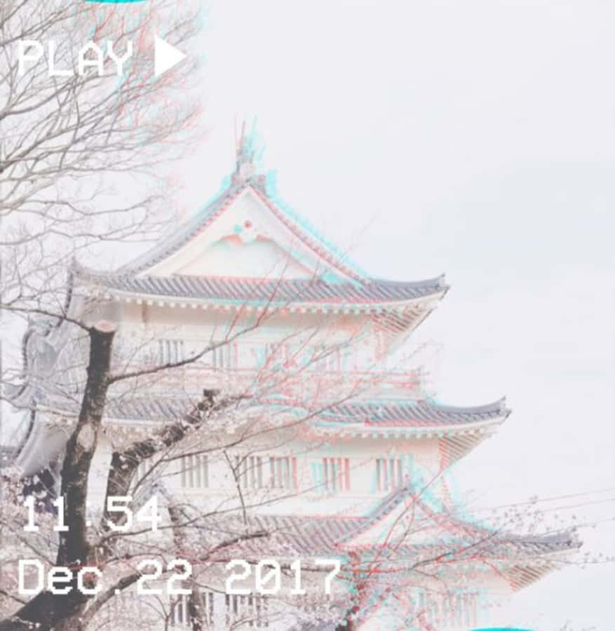 A Photo Of A Japanese Building With Trees Wallpaper