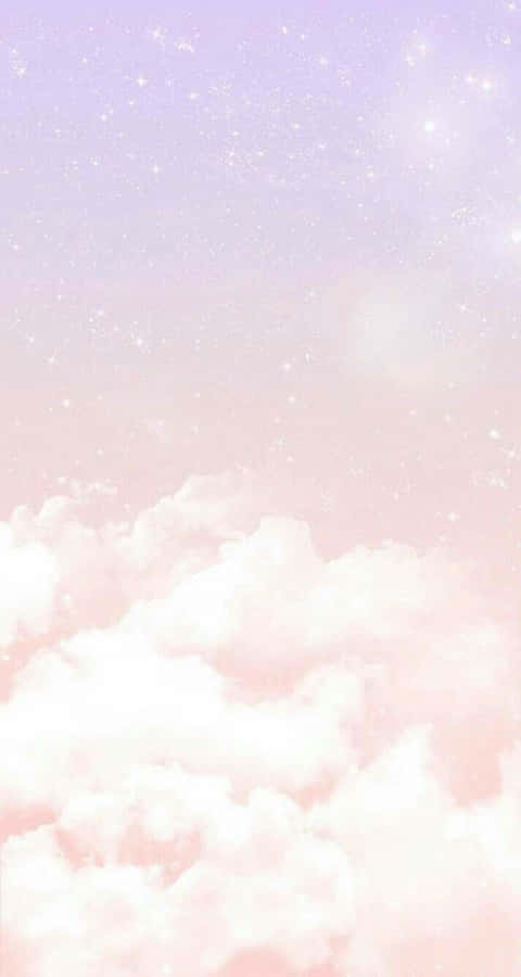 A Pink And Purple Sky With Clouds And Stars Wallpaper