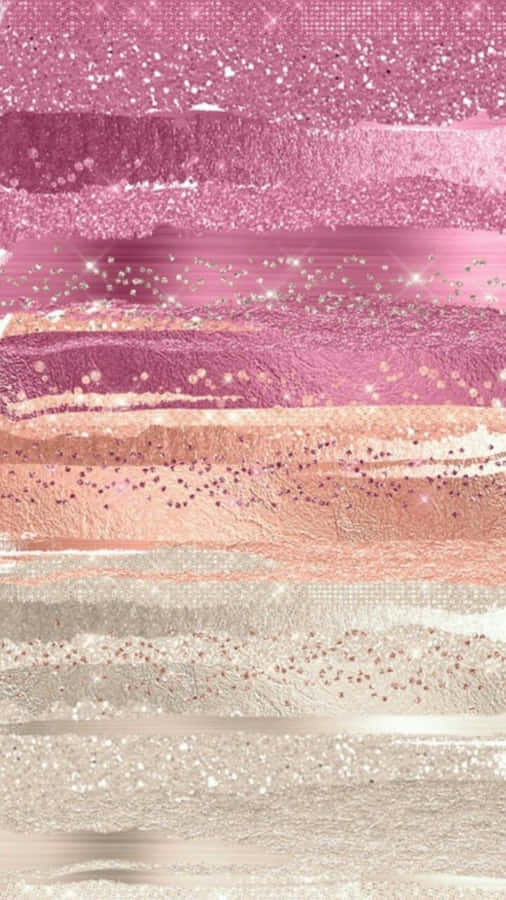 A Pink And White Striped Background With Glitter Wallpaper