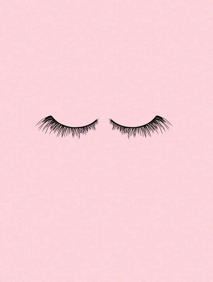 A Pink Background With A Black Eye With Lashes Wallpaper