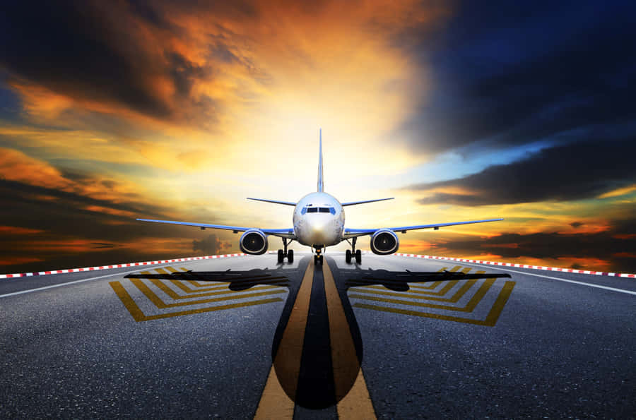 A Plane On The Runway Wallpaper