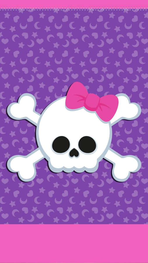 A Purple Background With A Skull And Bow Wallpaper