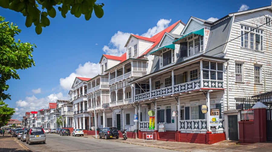 A Quintessential View Of The Historic Inner City Of Paramaribo Wallpaper