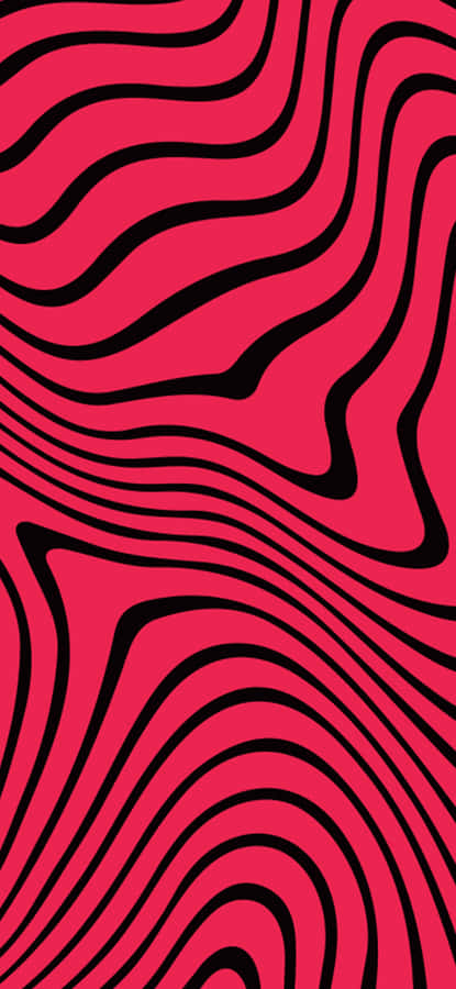 A Red And Black Zebra Pattern With Wavy Lines Wallpaper