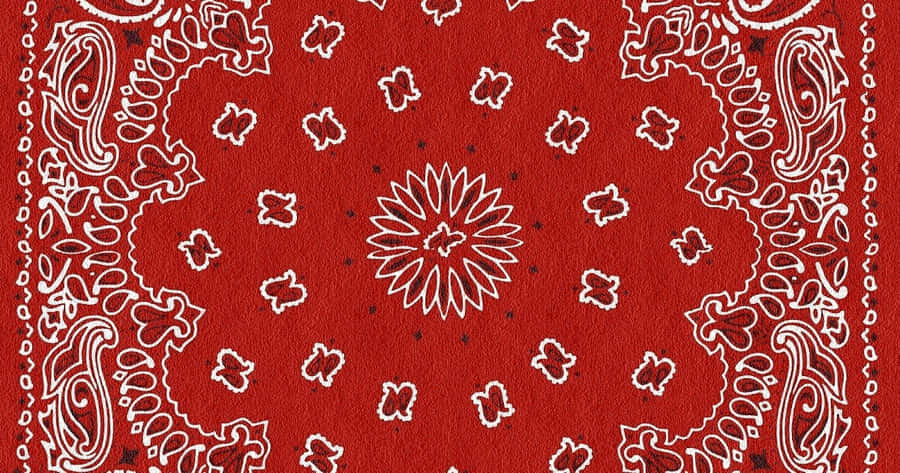 A Red Bandanna With White And Black Designs Wallpaper