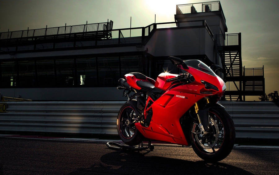 A Roaring Ducati 1198s Motorcycle On The Move Wallpaper