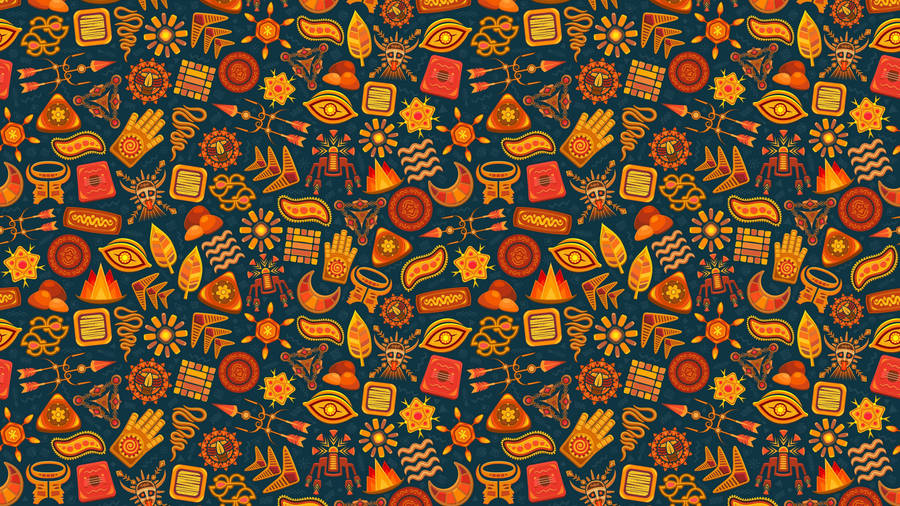 A Seamless Pattern Of Diverse And Symbolic Motifs Wallpaper