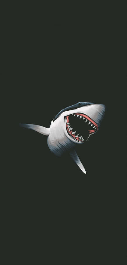 A Shark With Its Mouth Open In The Dark Wallpaper