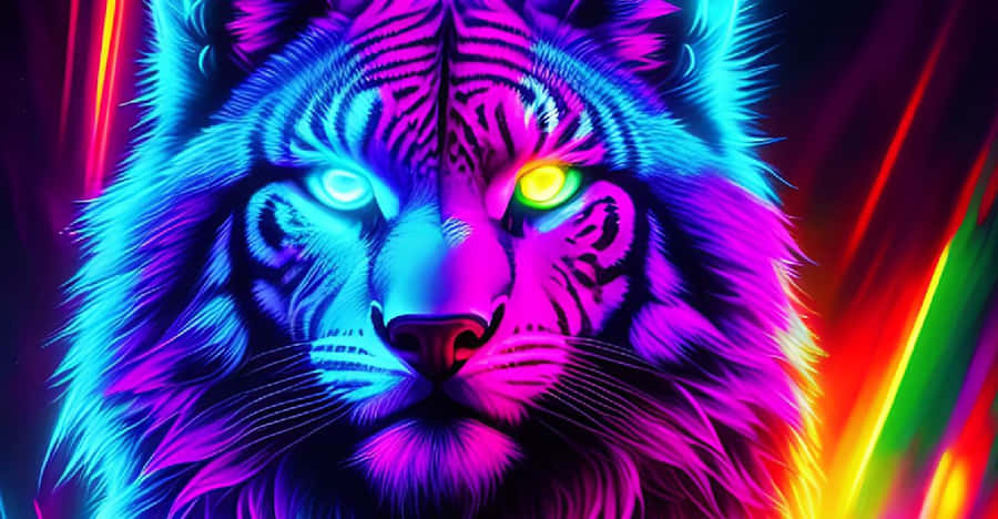 A Shimmering Neon Pet In A Vibrant Digital Landscape Wallpaper