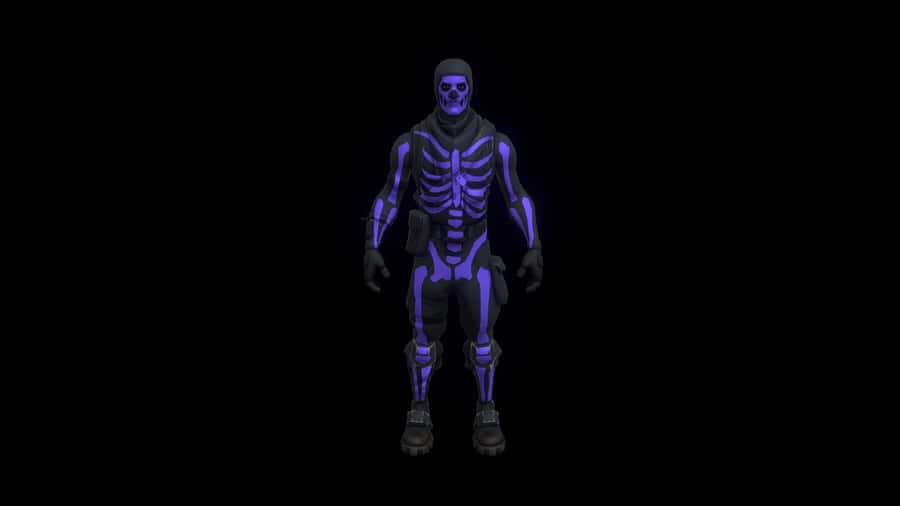 A Skeleton In A Purple Suit Standing On A Black Background Wallpaper