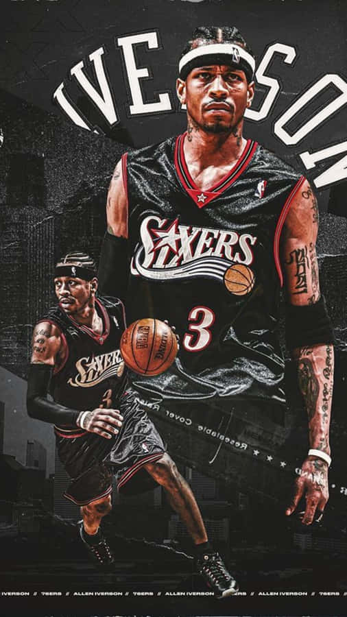 A Sleek 76ers-branded Iphone For The Philadelphia Basketball Fan Wallpaper