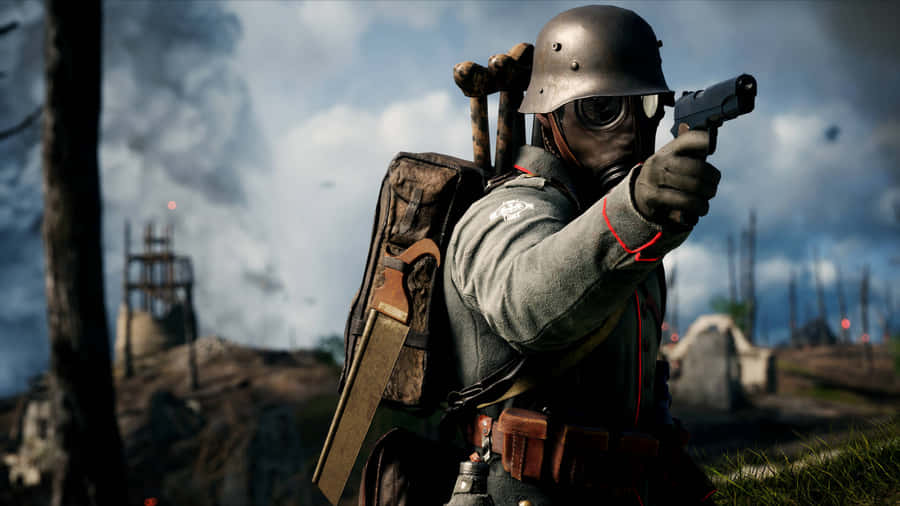 A Soldier Is Holding A Gun In A Game Wallpaper