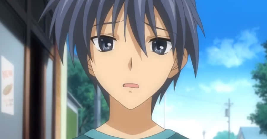 A Solemn Moment With Tomoya Okazaki, Protagonist Of Clannad Wallpaper