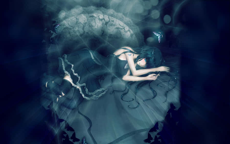 A Sorrowful Yet Captivating Anime Portrait. Wallpaper